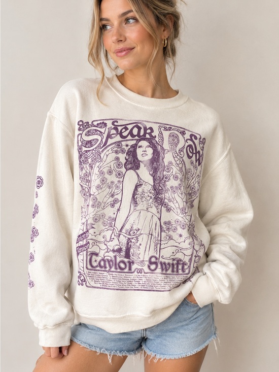 Taylor Swift Tops - Taylor Swift Speak Now Taylor’s Version Cream Purple Graphic Sweatshirt size XS